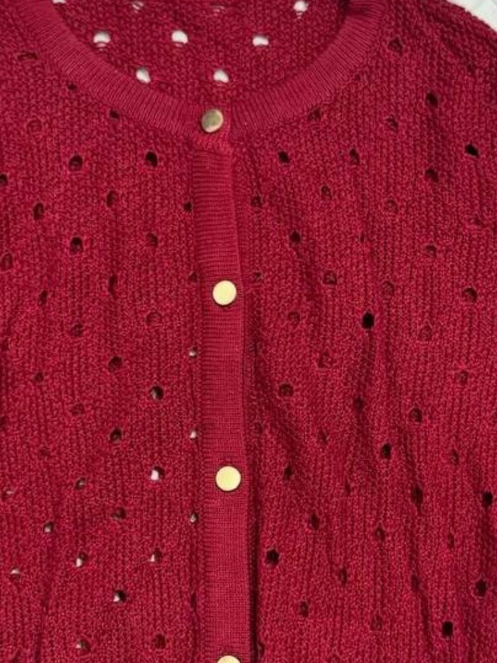 Red Knit Button Cardigan - Picture 3 of 3